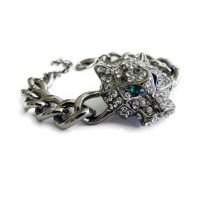 Crystal Pave Jaguar Statement Bracelet 